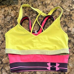Under Armour 2 Neon Yellow and Hot Pink Sports Bra